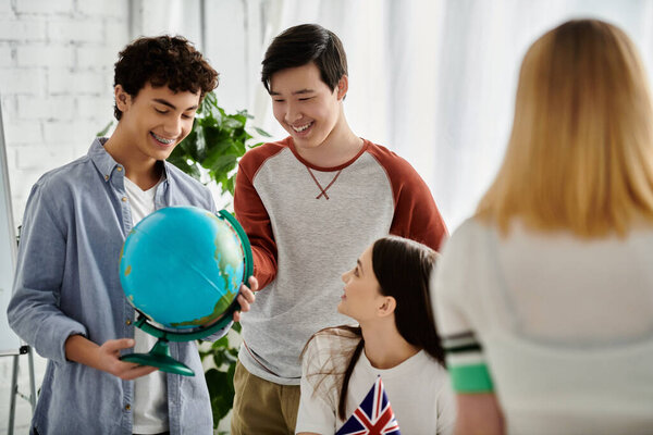 Teenagers participate in a UN Model session, discussing global issues.