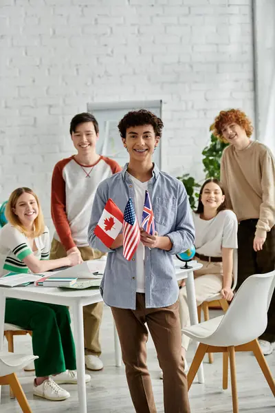 stock image Teenagers take part in a model United Nations program.