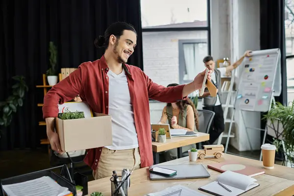 stock image Team members during an emotional transition at work.