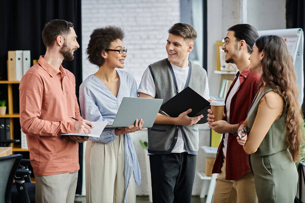 Colleagues in stylish attire share thoughts during a challenging process at work.