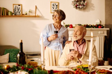 Son sınıf bir çift mutlu bir Noel anını evde paylaşıyor, birbirlerine eşlik ediyorlar..