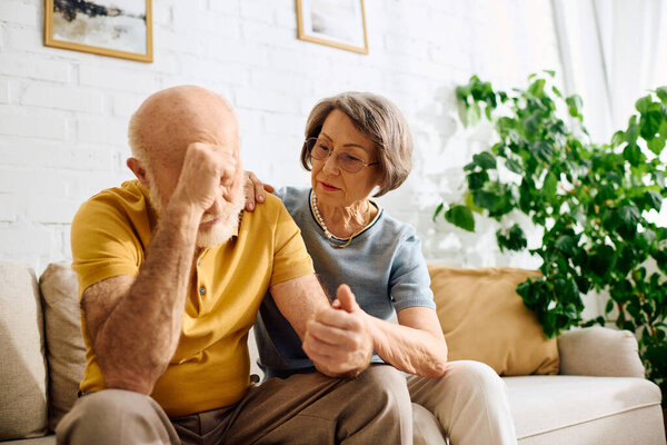 A loving wife supports her husband at home as they navigate his diabetes together.
