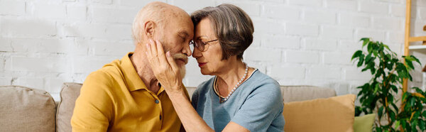 A devoted wife lovingly comforts her husband as they navigate diabetes at home.