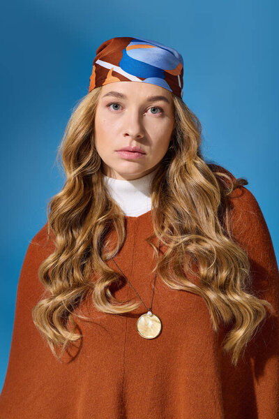 A young woman with long hair shows her unique style in a stunning setting.