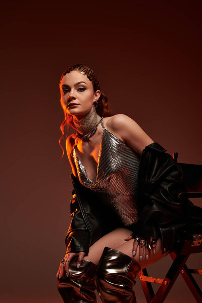 An elegant young woman exudes beauty and charm while showcasing unique castle core fashion.