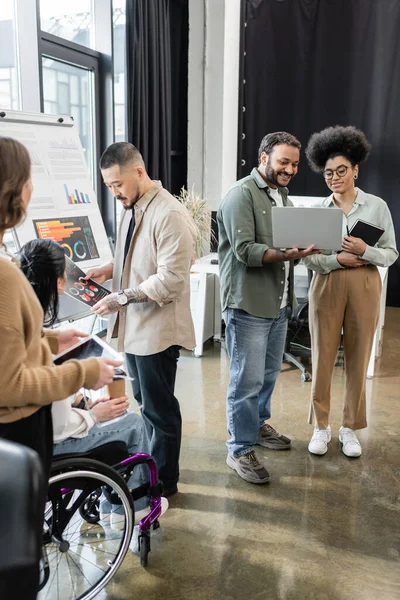 Diversity and inclusion, multicultural startup team planning project with  disabled businesswoman — Stock Photo