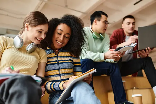 A multicultural group of students engaging in an educational discussion at a university. — Stock Photo