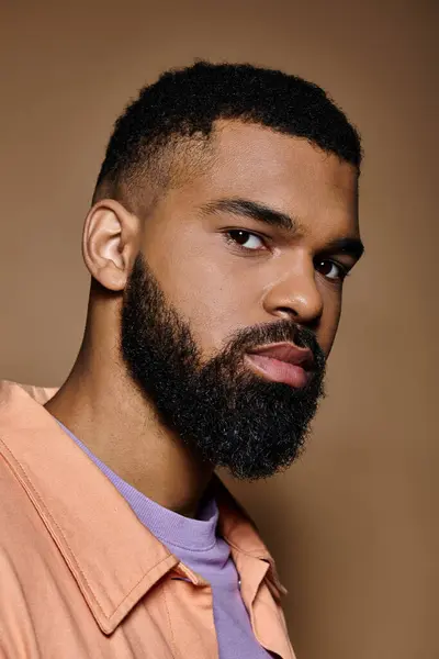 Close-up of a stylish African American man with a beard. — Stock Photo