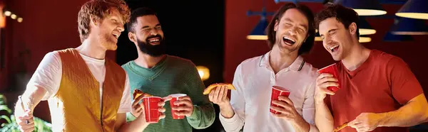 Amici ridere insieme mentre godendo di una notte di gioco casuale. — Foto stock