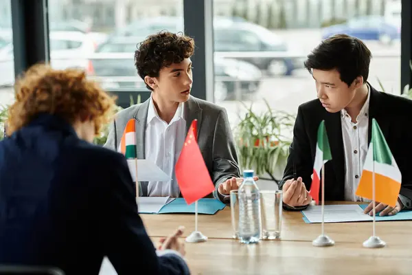 Teenagers participate in a Model United Nations conference, discussing international issues. — Stock Photo