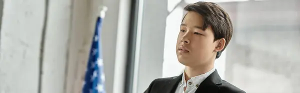 A young delegate at a UN Model conference thoughtfully contemplates the complex issues at hand. — Stock Photo