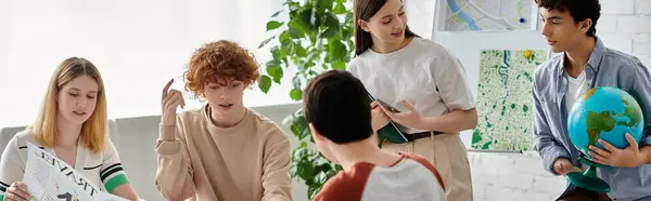 Teenagers participate in a mock UN debate, showcasing their knowledge and diplomatic skills. — Stock Photo