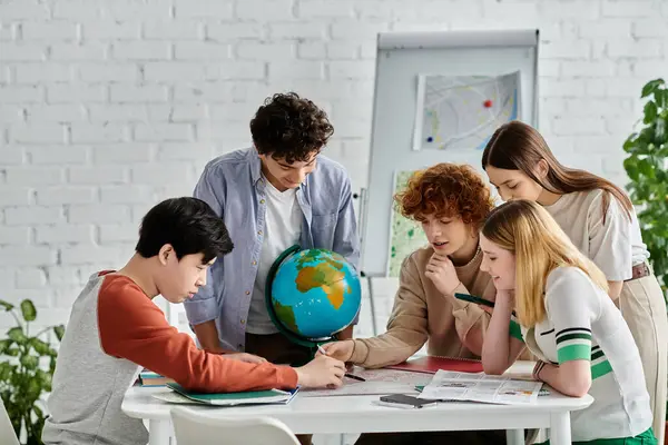 Teenagers working together at a UN Model conference. — Stock Photo