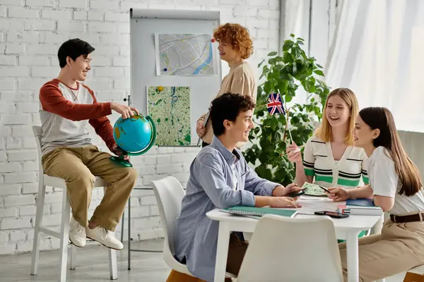 Teenagers participate in a lively discussion during a Model UN conference. — Stock Photo