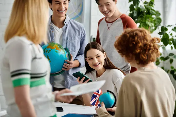 Teens at Model UN debate global issues with lively discourse. — Stock Photo