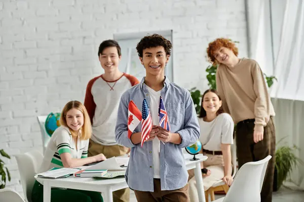 A group of teenagers participate in a Model United Nations simulation. — Stock Photo