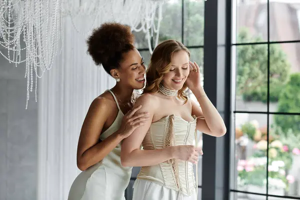 Two brides, in love and getting ready for their big day. — Stock Photo