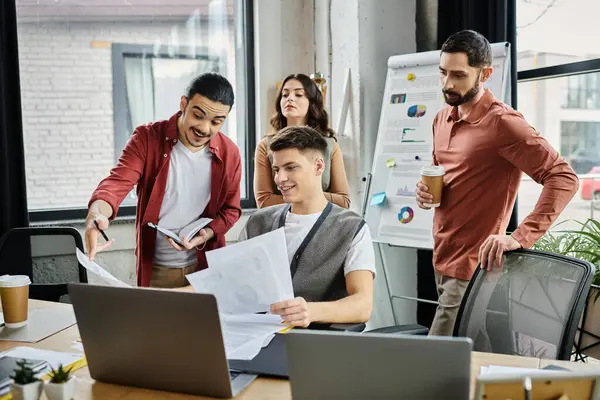 Professionals share insights while in office. — Stock Photo