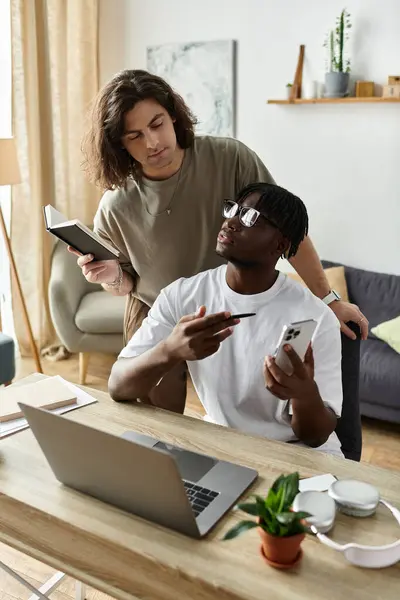 A loving couple enjoys a relaxed afternoon, sharing thoughts and laughter in their home. — Stock Photo