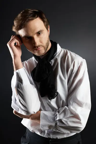 This stylish dandy showcases elegance and charm with a confident pose that captivates the viewer. — Stock Photo