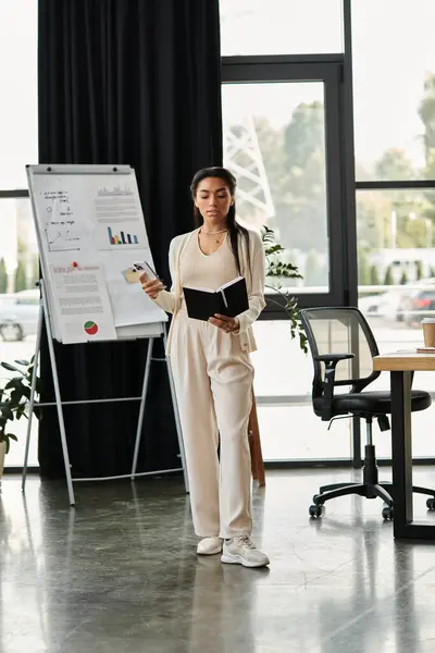 A young professional showcases her ideas while engaging in a collaborative environment. — Stock Photo