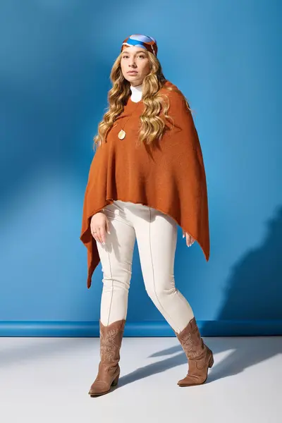 The young woman showcases her fashion sense and bold personality in a striking outfit. — Stock Photo