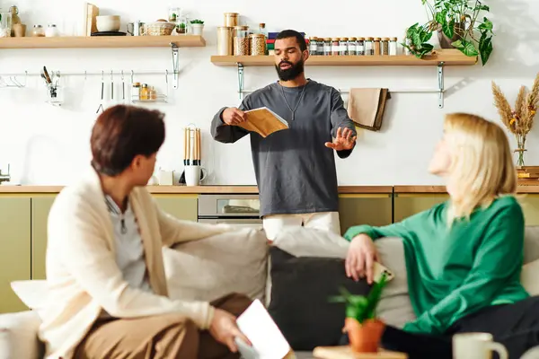 A group of young men gathers in a chic home, sharing insights and enjoying each others company — Stock Photo