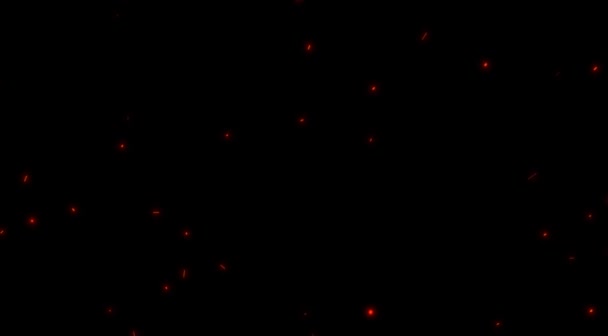 Digital Flame Embers Fire Isolated Dark Background Stock Footage Overlay — 비디오