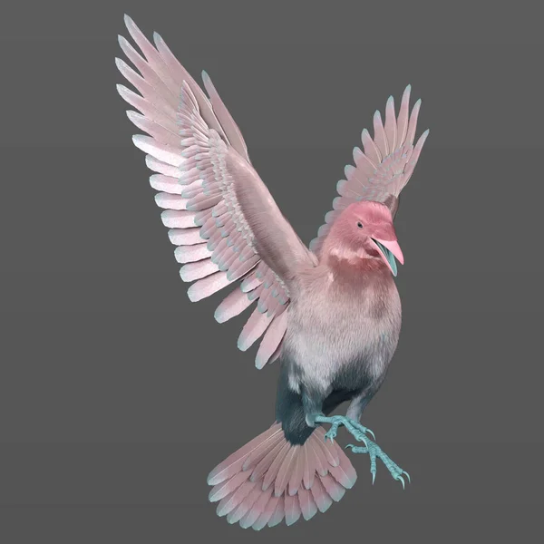 Weergave Illustratie Van Prachtige Roze Fantasy Crow Raven Vlucht Geïsoleerd — Stockfoto
