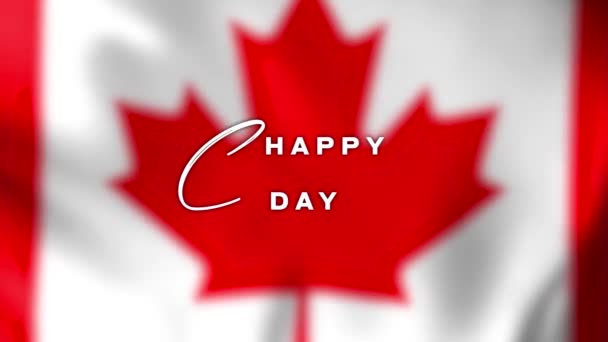 Rendered Kanadensiska Flaggvideo Med Happy Canada Day Text Vifta Vinden — Stockvideo