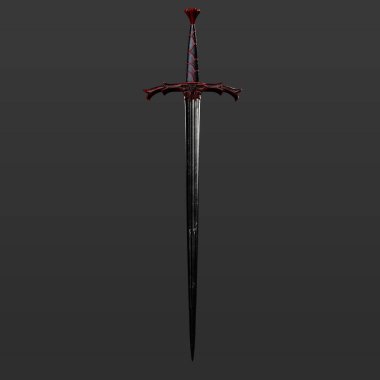 3 Boyutlu Güzel Fantezi Resmetme Eski Lekeli Kılıç Karanlık Arkaplanda İzole Edildi