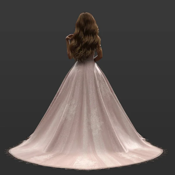 Rendering Ilustracja Piękne Sexy Fantasy Princess Kobieta Long Pink Royal — Zdjęcie stockowe