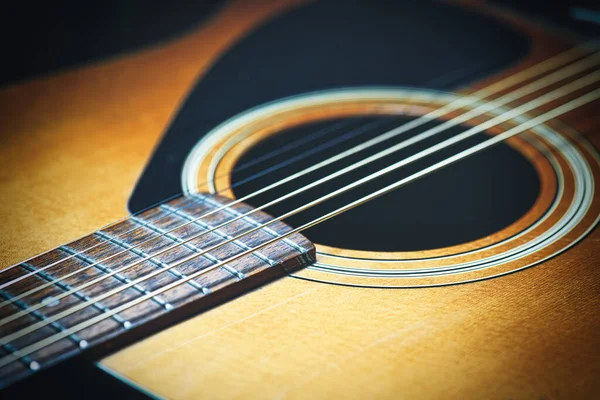 Acoustic Guitar New Strings Black Background — Stock Photo, Image