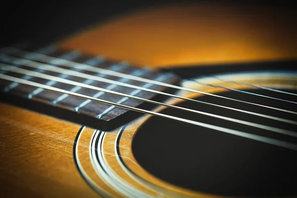 Acoustic Guitar Detail Black Background — Stock Photo, Image