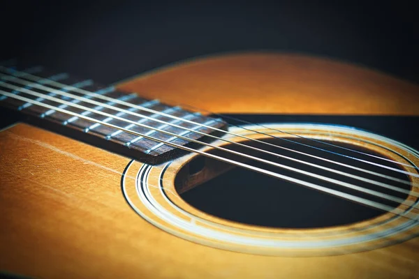 Acoustic Folk Guitar Black Background — Stock Photo, Image