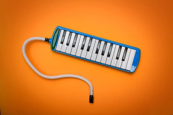 Wind Instrument Keyboard Melodica Colorful Background Stock Photo