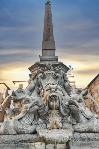 Pantheon Fountain Rome Digitally Processed Sky — Stock Photo, Image