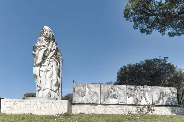 Standbeeld Van Sint Catharina Van Siena Rome Italië — Stockfoto