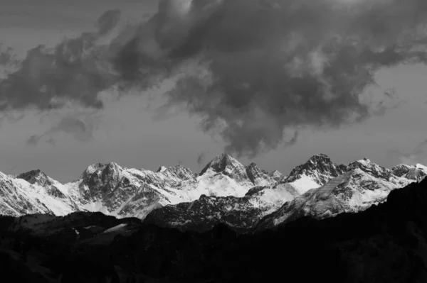 Panorama Las Montañas Del Valle Brembana Norte Italia Blanco Negro — Foto de Stock