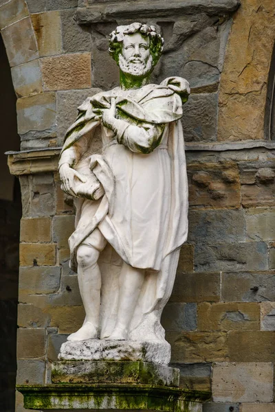 Standbeeld Van Torquatotasso Italiaanse Dichter Piazza Vecchia Bergamo — Stockfoto