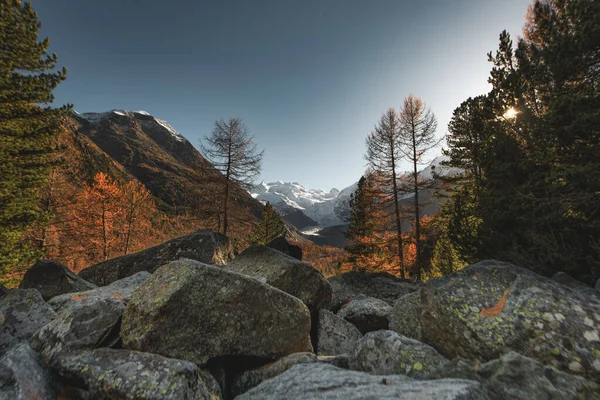 Landscape Swiss Alps Large Stones Autumn — Stock Photo, Image