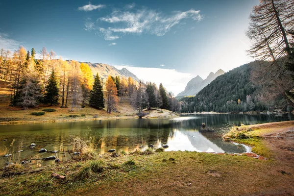 Lago Palpuogna Perto Passo Albula Nos Alpes Suíços — Fotografia de Stock