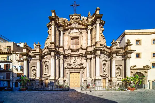 Kostel Sant Anna Misericordia Náměstí Piazza Anna Palermu — Stock fotografie