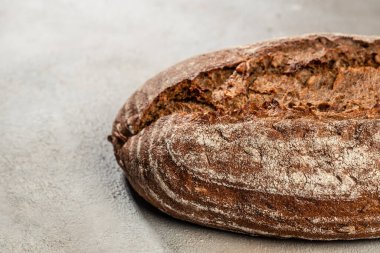 rustic crusty loaves of bread, Bakery, food concept. Top view,
