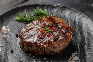 beef tenderloin steak is grilled filet Mignon, Delicious balanced food concept, Food recipe background. Close up,