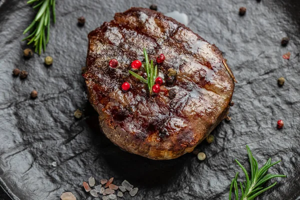 Grilled Meat Barbecue Steak Wooden Board Banner Menu Recipe Place —  Fotos de Stock