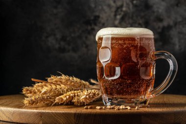 Bira, tahtadan yapılmış buğday kulakları. afiş, menü, metin için tarif yeri.