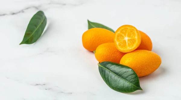 Kumquat Fruit Chinese Tangerine Banner Menu Recipe Place Text Top — Stock Photo, Image