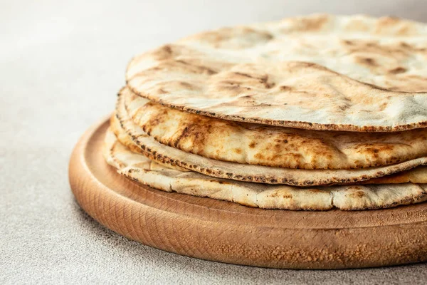 Zelfgemaakte Tarwetortilla Pitabrood Tortilla Pita Traditionele Arabische Keuken Banner Menu — Stockfoto