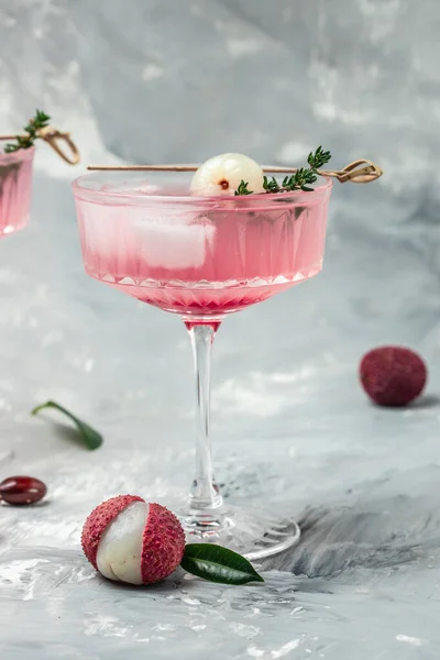 Lychee Juice Lychee Cocktail Glass Fresh Fruits Restaurant Menu Dieting — Stockfoto
